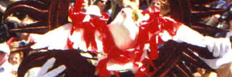 FESTA DELLA PALOMBELLA: La colomba in croce sulla raggiera vene mostrata alla folla.