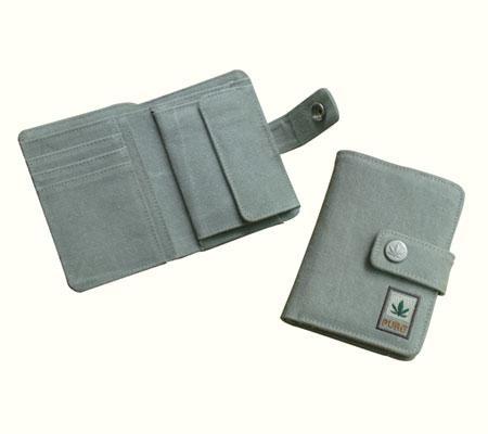 Pure - hf0060 - Portafoglio in canapa con bottone - Colore: Grigio