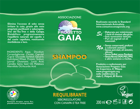 Shampoo Riequilibrante (seboregolatore  con canapa e tea tree) - 200 ml - Vegan